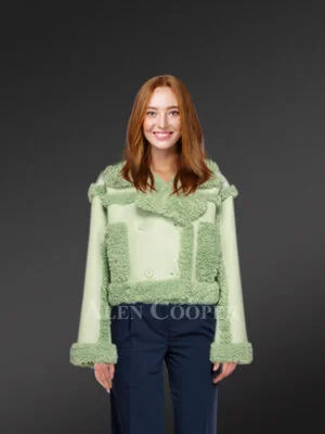 Shearling Double Breast Crop Jacket