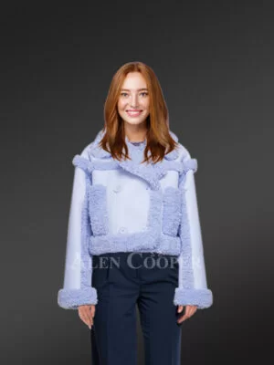 Shearling Double Breast Crop Jacket for Women