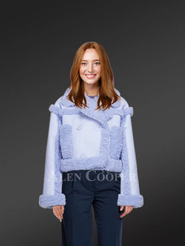 Shearling Double Breast Crop Jacket for Women