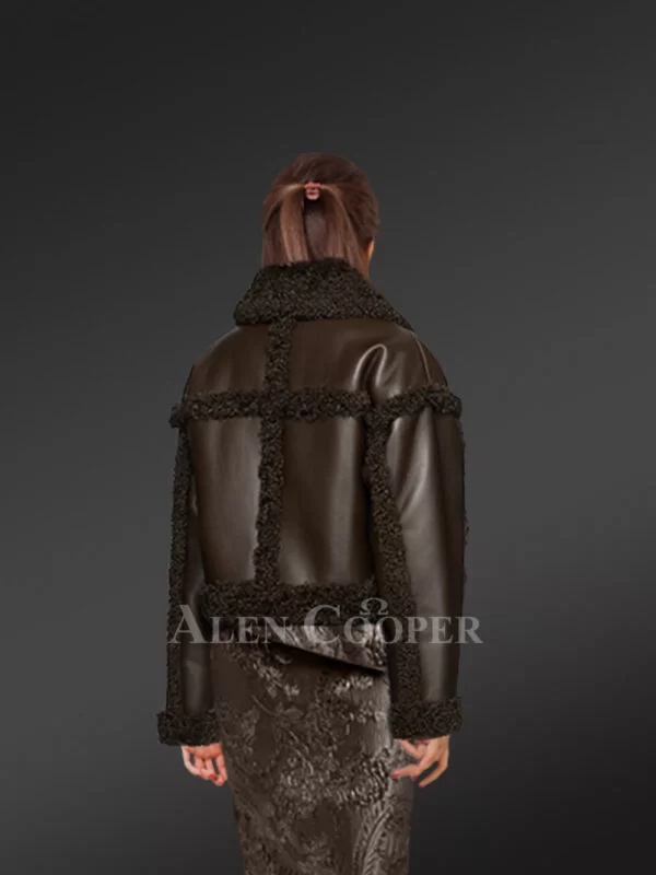 Shearling Crop Coat for Womens for a Sophisticated Look - Image 4