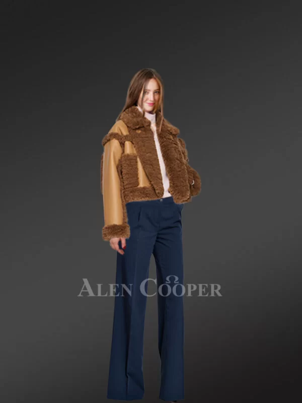 Womens Crop Coat in Shearling to Step out in Style This Winter - Image 3