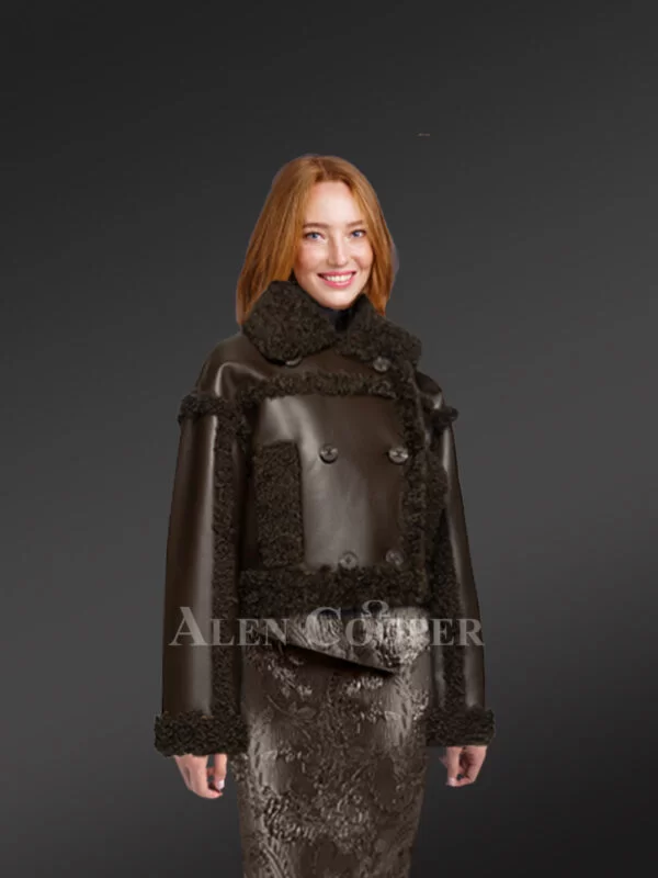Shearling Crop Coat for Womens for a Sophisticated Look - Image 2