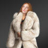 womens beige fox fur coat