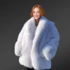 Dressy Dyed Fox Fur Coat in Snow White