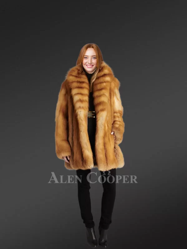 Dressy Natural Red Fox Fur Coat