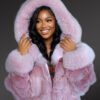 Fox Fur Cropped Bomber Jacket