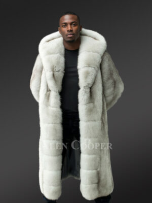 Fox Fur Long Coat in White Exudes an Classy Charm