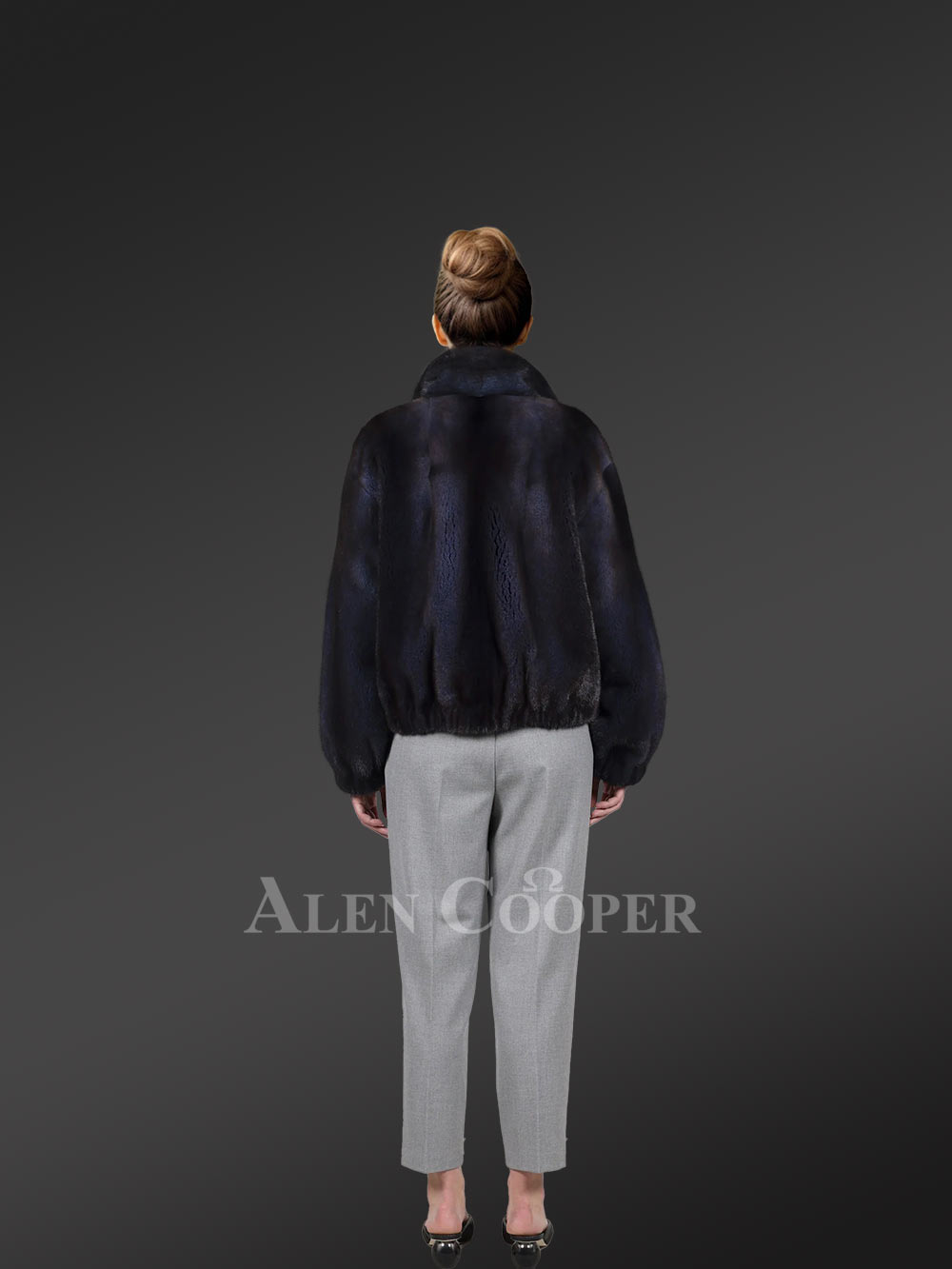 Blue Mink Bomber with Turtleneck Collar – Exceptional Warmth & Great Looks - Image 6