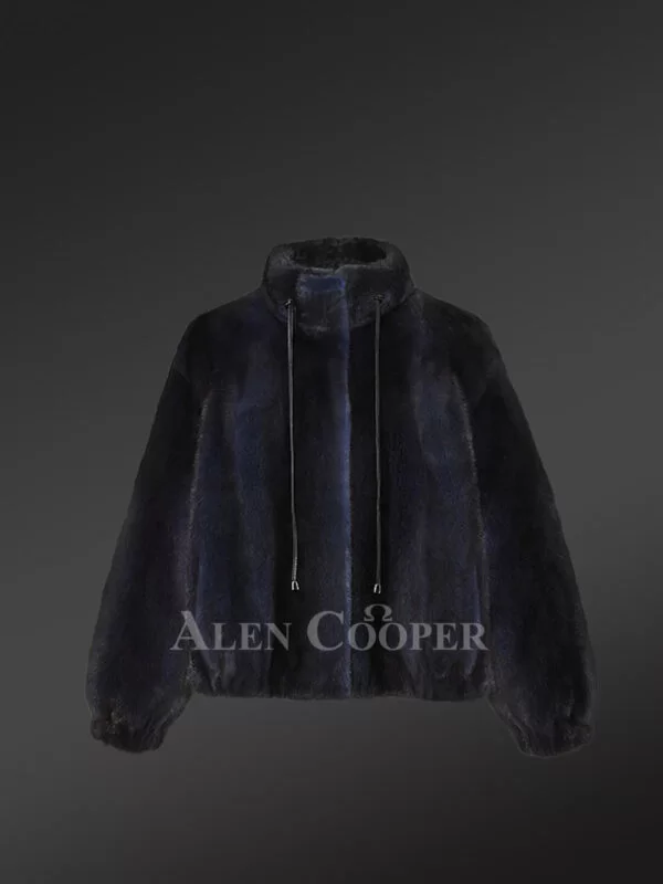 Blue Mink Bomber with Turtleneck Collar – Exceptional Warmth & Great Looks - Image 5