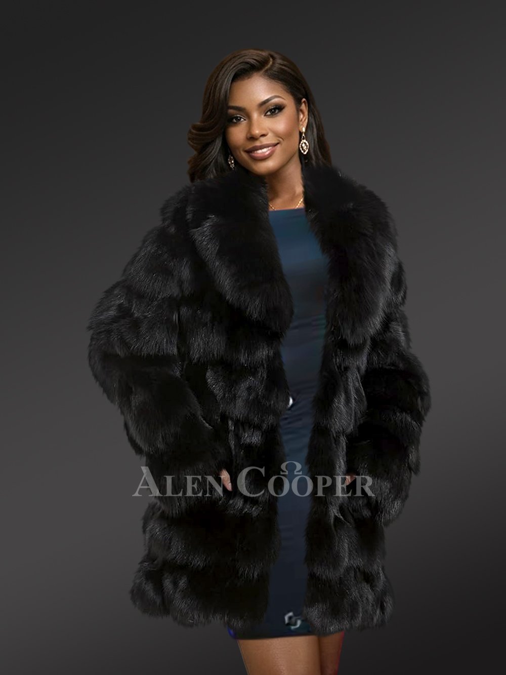 Long Coat in Fox Fur For Women