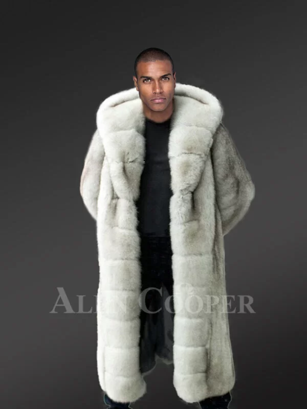 Fox Fur Long Coat in White Exudes an Classy Charm