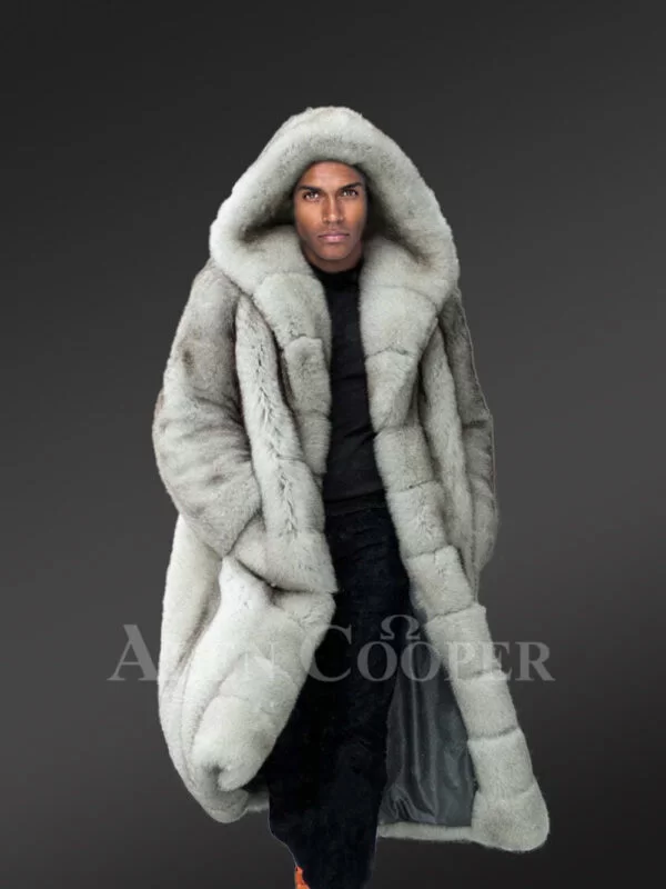 Fox Fur Long Coat in White Exudes an Classy Charm - Image 2