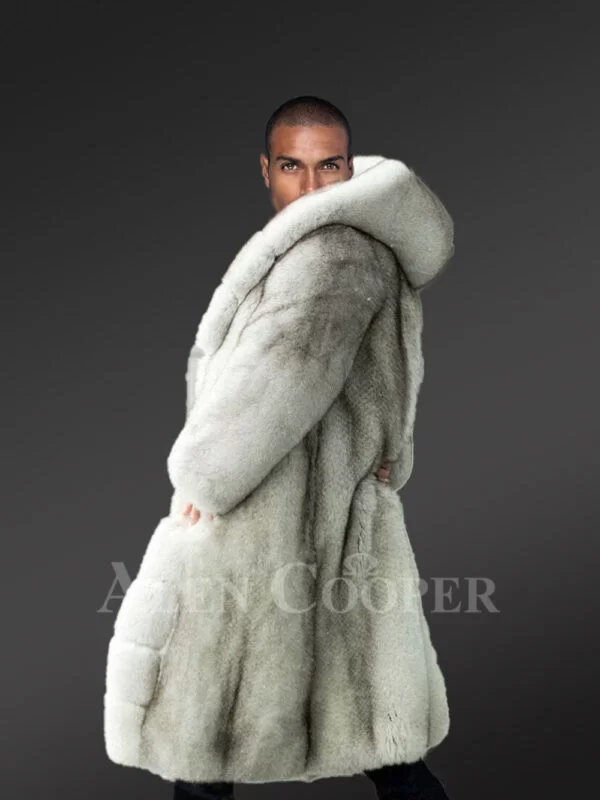 Fox Fur Long Coat in White Exudes an Classy Charm - Image 4