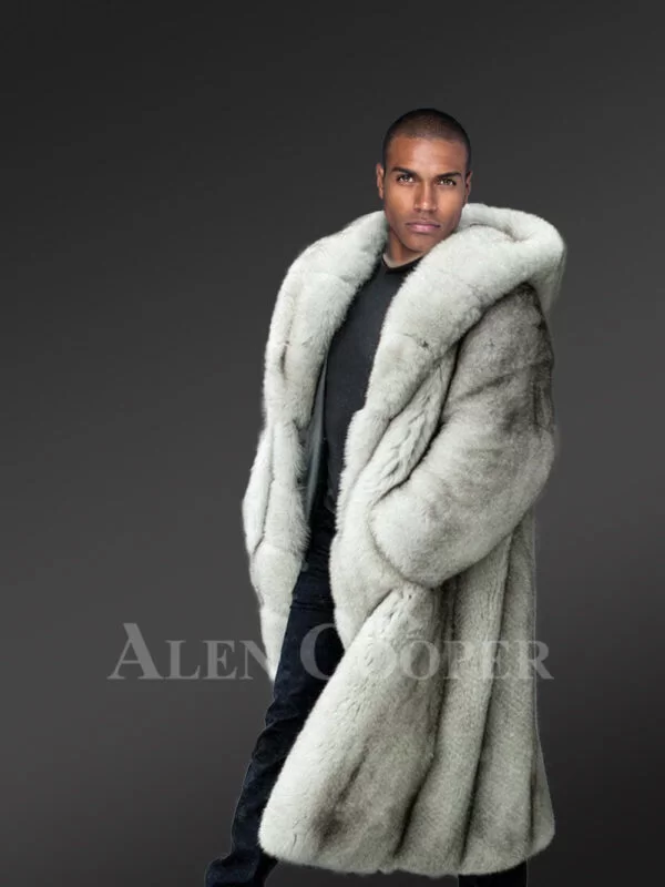 Fox Fur Long Coat in White Exudes an Classy Charm - Image 3