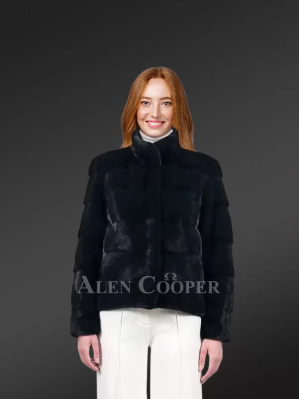 Turtle Neck Mink Coat for Womens