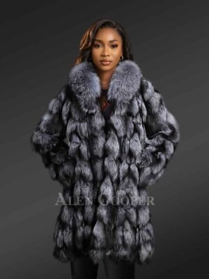 Turtleneck Fox Fur Coat