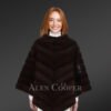V Shape Mink Poncho in Coffee