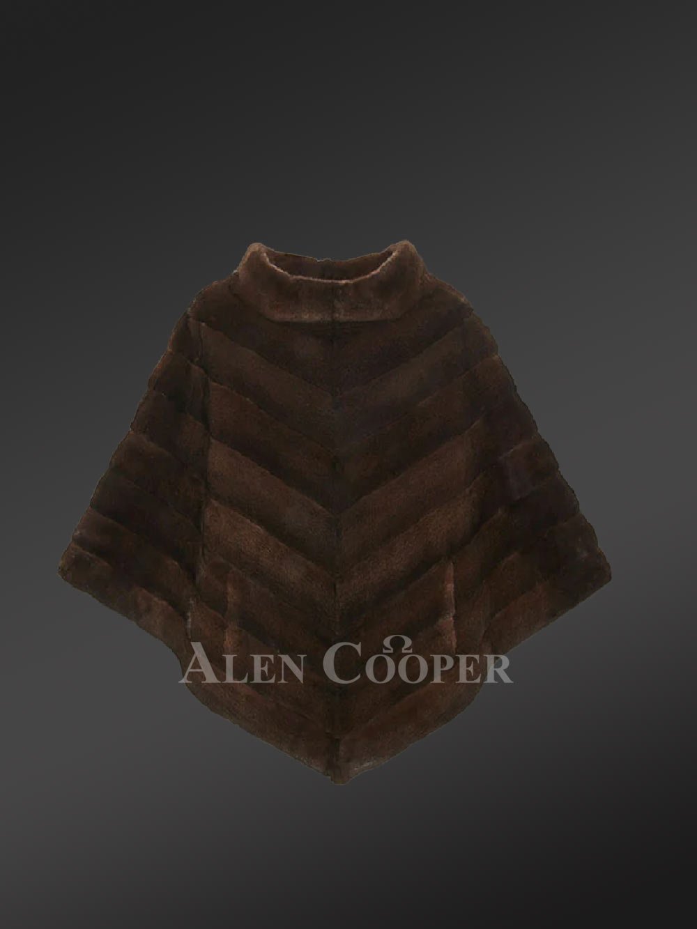 V Shape Mink Poncho in Coffee - Image 6