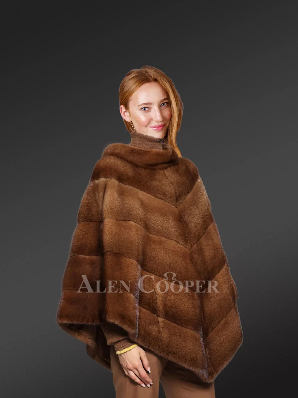 Mink Fur Cape With silver Fox Fur Trims