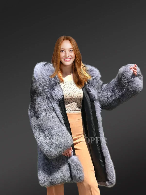 Women’s Dressy Silver Fox Fur Coat - Image 3