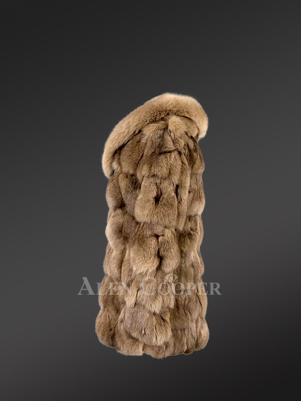 Women’s Mid Length Fox Fur coat with Fox Fur Collar in Brown - Image 6