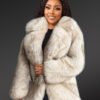 Womens Beige Fox Fur Coat