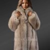 Womens Beige Fox Fur Coat