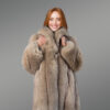 Womens Beige Fox Fur Coat
