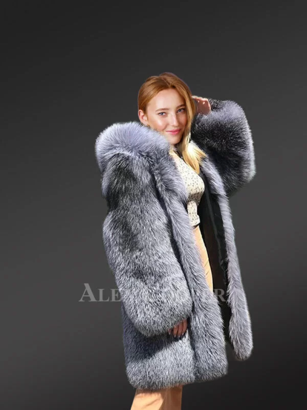 Women’s Dressy Silver Fox Fur Coat - Image 7