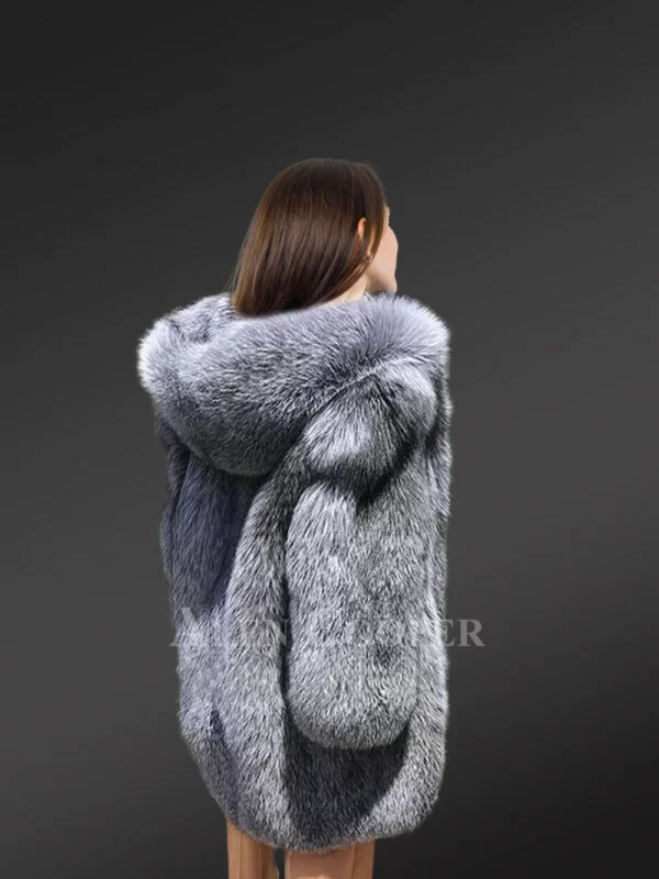 Women’s Dressy Silver Fox Fur Coat - Image 8