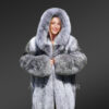 womens dressy silver fox fur coat