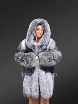 Women’s Dressy Silver Fox Fur Coat