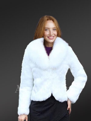 Women’s Rabbit Blazer with Fox Fur Collar Accent