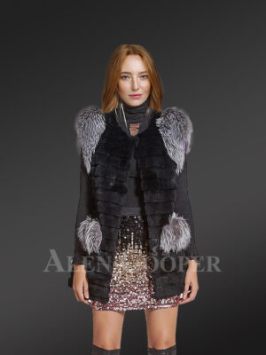 Women’s Rabbit Vest with Fox Accents