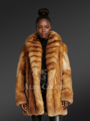 Womens Red Fox Fur Coat Looking Regal With Natural Beauty