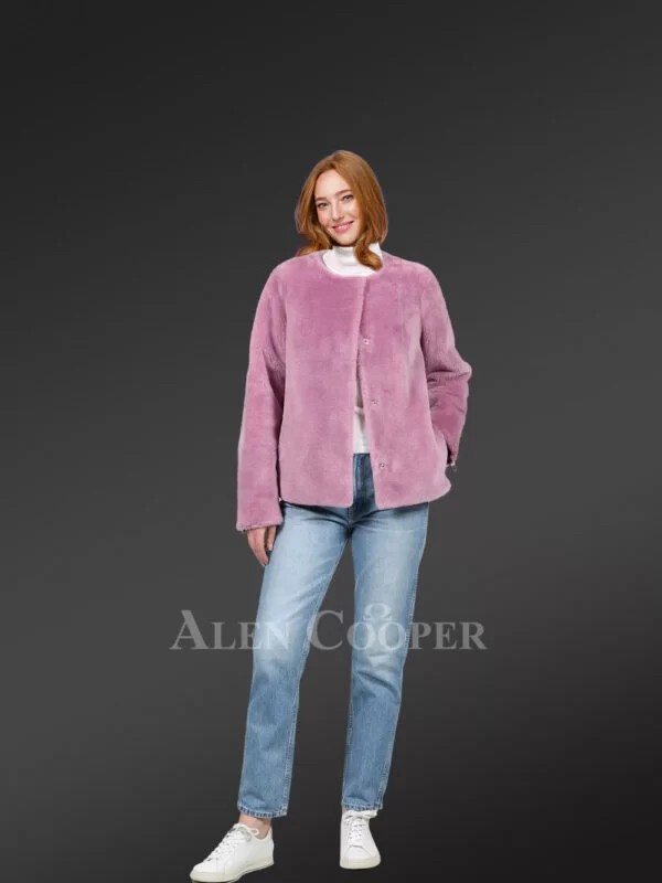 Women’s Round Neck Fullskin Mink Fur Dressy Jackets