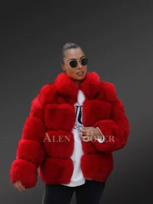 Womens Red Paragraph Fur Coat- Stylizing Winter Eventide