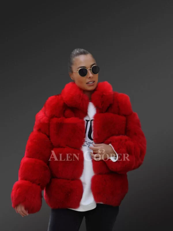 Womens Red Paragraph Fur Coat- Stylizing Winter Eventide