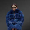 Women’s-super-stylish-super-warm-6-rows-real-fox-fur-coat-new-blue