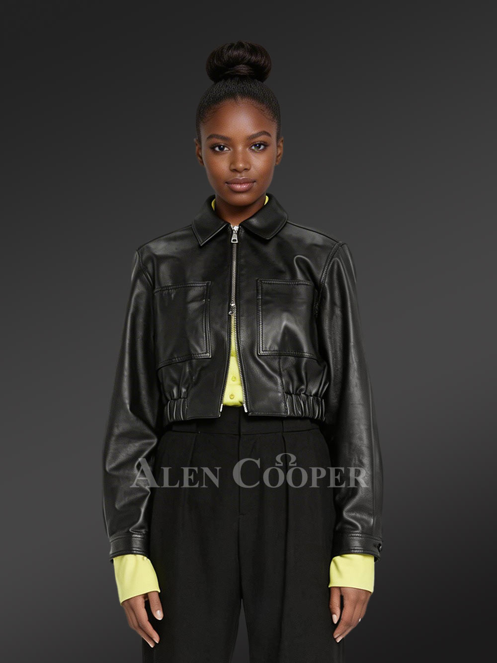 Leather Crop Jacket with Astonishing Features for a Smart Stylish Look