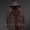 Men’s Long Shearling Coat in Burnout Finish