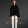 Sheepskin coat in Black Mouton Finish with Front Pockets