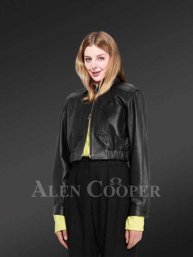 Leather Crop Jacket with Astonishing Features for a Smart Stylish Look