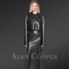 Women’s Crop Leather Jacket with Leather Skirt