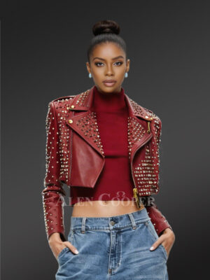 Crop Studded Jacket to Shine Everywhere