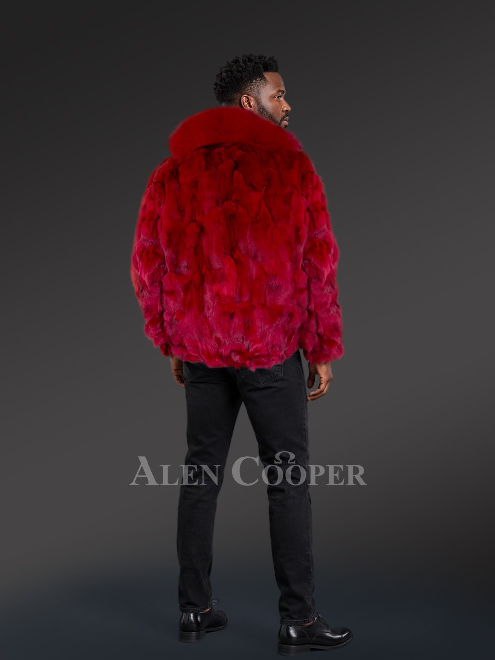 Fox Fur Bomber Jacket for Men - Image 4