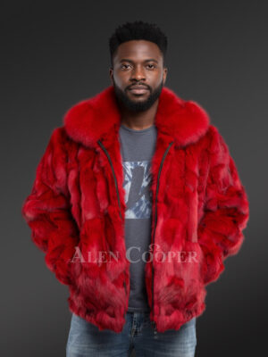 Fox Fur Bomber Jacket for Men