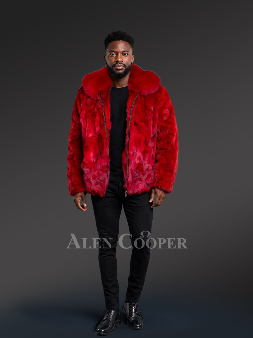 Fox Fur Bomber Jacket for Men - Image 5