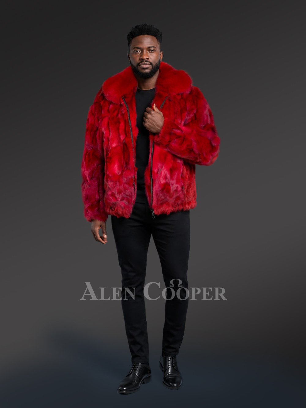 Fox Fur Bomber Jacket for Men - Image 6