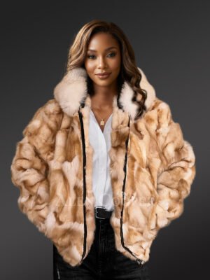 Golden Fox Fur Womens Bomber